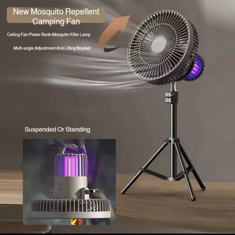 Rechargeable Mosquito Killer Fan with Lighting & Tripod Stand